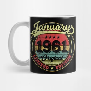 60th Birthday Vintage January 1961 60 Years Gift Mug